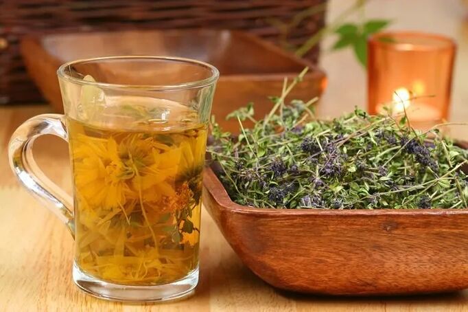 An infusion of thyme, the use of which helps to enlarge the penis